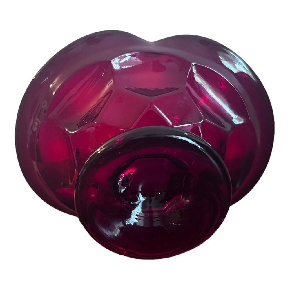 Ruby Red Bowl Trinket Candy Dish Pedestal Wavy Rim 5"X4"X2.5" Tall - Picture 10 of 11